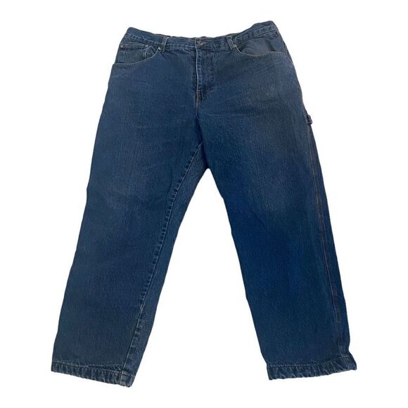 Boston Traders Men's Carpenter Flannel Lined Jeans Size 40x 32 Color Blue Denim - Picture 1 of 10